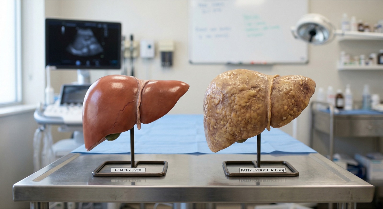 Fatty liver illustration showing liver fat accumulation